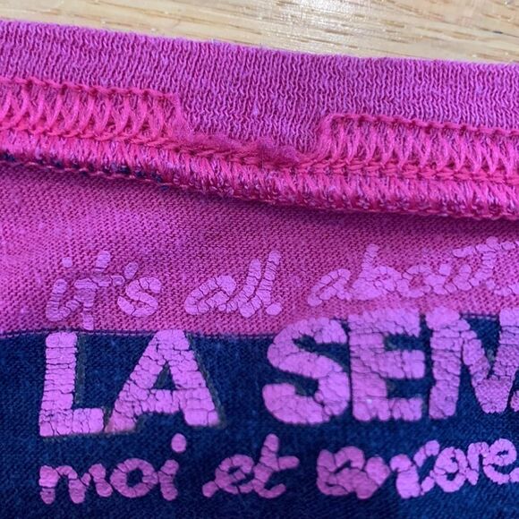 La Senza Vintage Y2K Sequin Pyjama Top Pink and Black Stripe Size Small - Picture 6 of 7